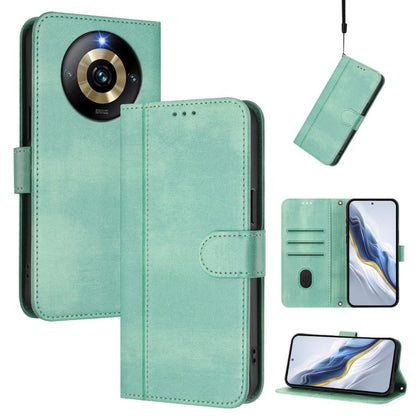 Line Splicing Buckle Retro Leather Phone Case, For Realme Narzo 60 Pro Global, For Realme C65 4G Global, For Realme C55 4G Global / Narzo N55