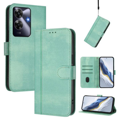 Line Splicing Buckle Retro Leather Phone Case, For Realme 13 Pro 5G / 13 Pro+ 5G Global, For Realme Note 60 4G Global / C61 4G India, For Realme GT 6 5G / GT 6T 5G Global