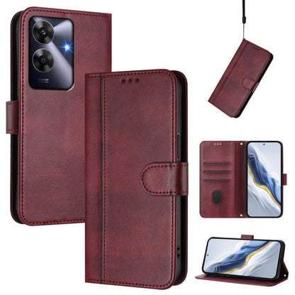Line Splicing Buckle Retro Leather Phone Case, For Realme 13 Pro 5G / 13 Pro+ 5G Global, For Realme Note 60 4G Global / C61 4G India, For Realme GT 6 5G / GT 6T 5G Global