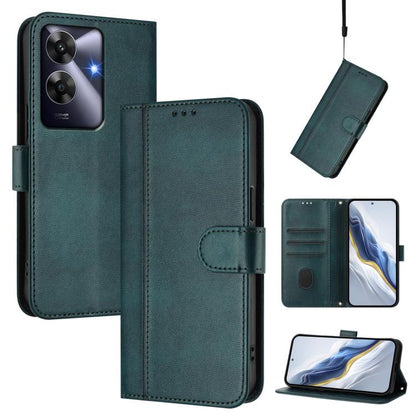 Line Splicing Buckle Retro Leather Phone Case, For Realme 13 Pro 5G / 13 Pro+ 5G Global, For Realme Note 60 4G Global / C61 4G India, For Realme GT 6 5G / GT 6T 5G Global