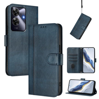 Line Splicing Buckle Retro Leather Phone Case, For Realme 13 Pro 5G / 13 Pro+ 5G Global, For Realme Note 60 4G Global / C61 4G India, For Realme GT 6 5G / GT 6T 5G Global