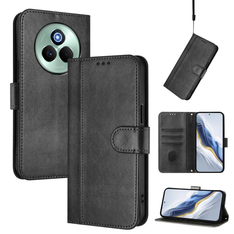 Line Splicing Buckle Retro Leather Phone Case, For Realme P3 Pro 5G Global, For Realme 14 Pro+ 5G, For Realme C75 4G / 14x 5G Global