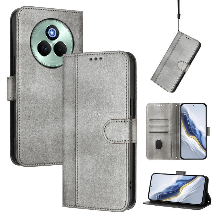 Line Splicing Buckle Retro Leather Phone Case, For Realme P3 Pro 5G Global, For Realme 14 Pro+ 5G, For Realme C75 4G / 14x 5G Global