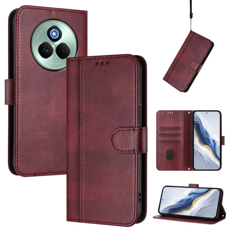Line Splicing Buckle Retro Leather Phone Case, For Realme P3 Pro 5G Global, For Realme 14 Pro+ 5G, For Realme C75 4G / 14x 5G Global