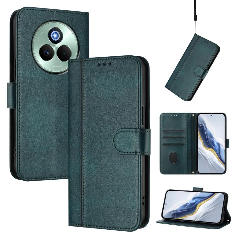 Line Splicing Buckle Retro Leather Phone Case, For Realme P3 Pro 5G Global, For Realme 14 Pro+ 5G, For Realme C75 4G / 14x 5G Global