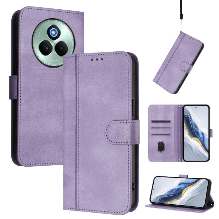 Line Splicing Buckle Retro Leather Phone Case, For Realme P3 Pro 5G Global, For Realme 14 Pro+ 5G, For Realme C75 4G / 14x 5G Global