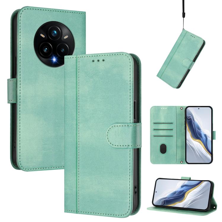 Line Splicing Buckle Retro Leather Phone Case, For Realme P3 Pro 5G Global, For Realme 14 Pro+ 5G, For Realme C75 4G / 14x 5G Global