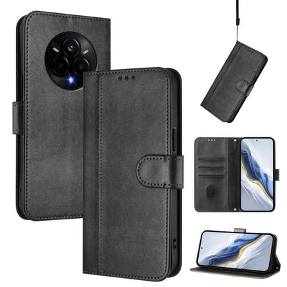 Line Splicing Buckle Retro Leather Phone Case, For Realme C71 4G Global, For Realme V70 5G / C75 5G, For Realme Narzo 80 Pro / 14 Pro 5G India