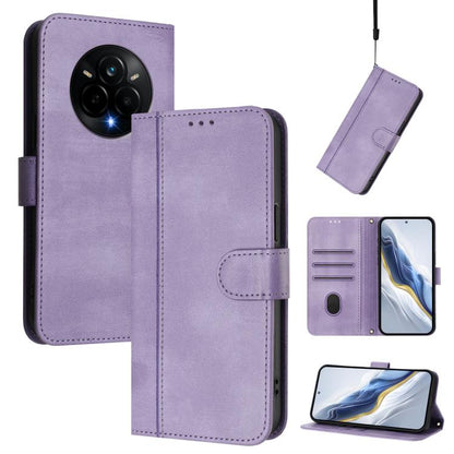 Line Splicing Buckle Retro Leather Phone Case, For Realme C71 4G Global, For Realme V70 5G / C75 5G, For Realme Narzo 80 Pro / 14 Pro 5G India