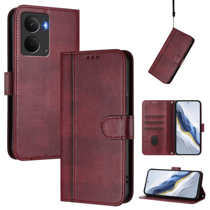 Line Splicing Buckle Retro Leather Phone Case, For Realme 14 5G / 14T 5G Global, For Realme P3 Ultra 5G, For Realme P3 5G