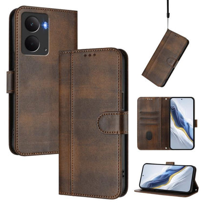 Line Splicing Buckle Retro Leather Phone Case, For Realme 14 5G / 14T 5G Global, For Realme P3 Ultra 5G, For Realme P3 5G