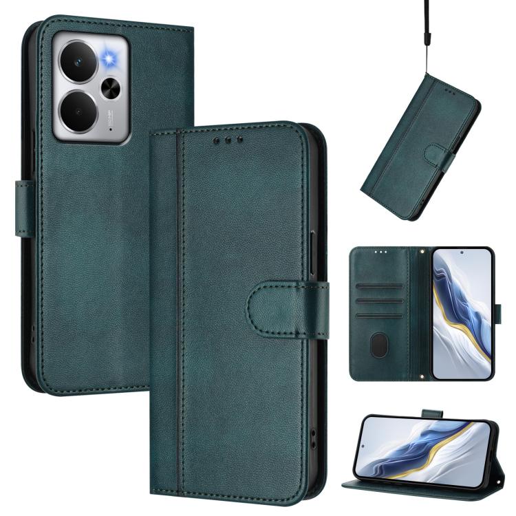 Line Splicing Buckle Retro Leather Phone Case, For Realme 14 5G / 14T 5G Global, For Realme P3 Ultra 5G, For Realme P3 5G