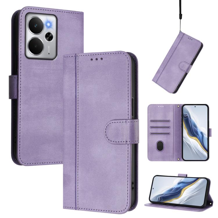Line Splicing Buckle Retro Leather Phone Case, For Realme 14 5G / 14T 5G Global, For Realme P3 Ultra 5G, For Realme P3 5G