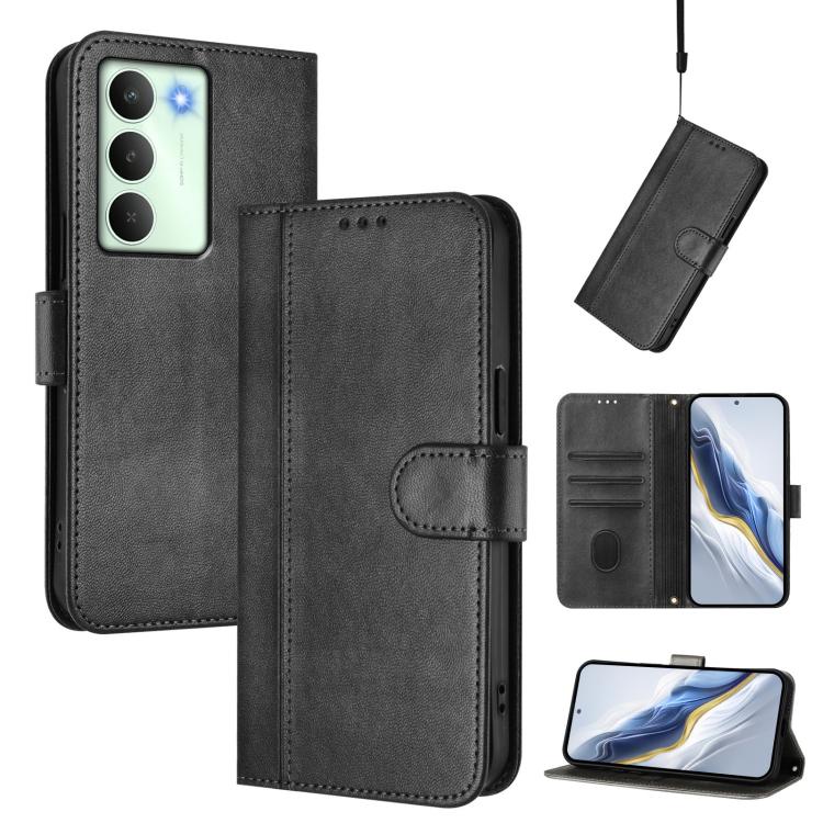 Line Splicing Buckle Retro Leather Phone Case, For Realme C71 4G Global, For Realme V70 5G / C75 5G, For Realme Narzo 80 Pro / 14 Pro 5G India