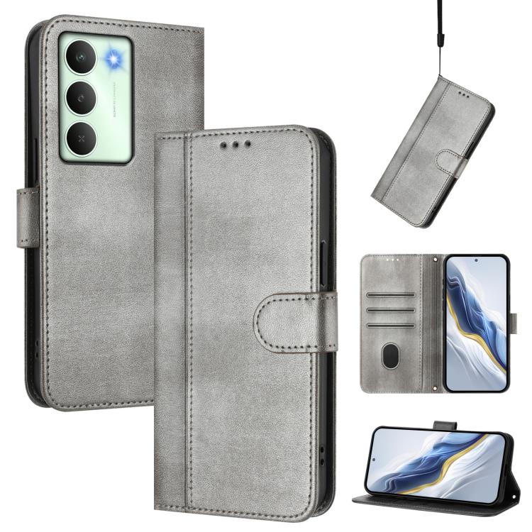 Line Splicing Buckle Retro Leather Phone Case, For Realme C71 4G Global, For Realme V70 5G / C75 5G, For Realme Narzo 80 Pro / 14 Pro 5G India