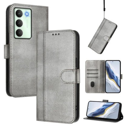 Line Splicing Buckle Retro Leather Phone Case, For Realme C71 4G Global, For Realme V70 5G / C75 5G, For Realme Narzo 80 Pro / 14 Pro 5G India