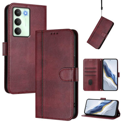 Line Splicing Buckle Retro Leather Phone Case, For Realme C71 4G Global, For Realme V70 5G / C75 5G, For Realme Narzo 80 Pro / 14 Pro 5G India
