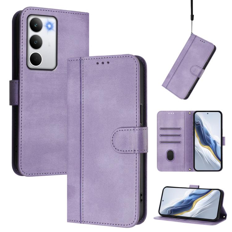 Line Splicing Buckle Retro Leather Phone Case, For Realme C71 4G Global, For Realme V70 5G / C75 5G, For Realme Narzo 80 Pro / 14 Pro 5G India