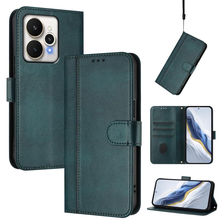 Line Splicing Buckle Retro Leather Phone Case, For Realme P4 5G, For Realme 15T 5G Global, For Realme 15 5G / 15 Pro 5G Global
