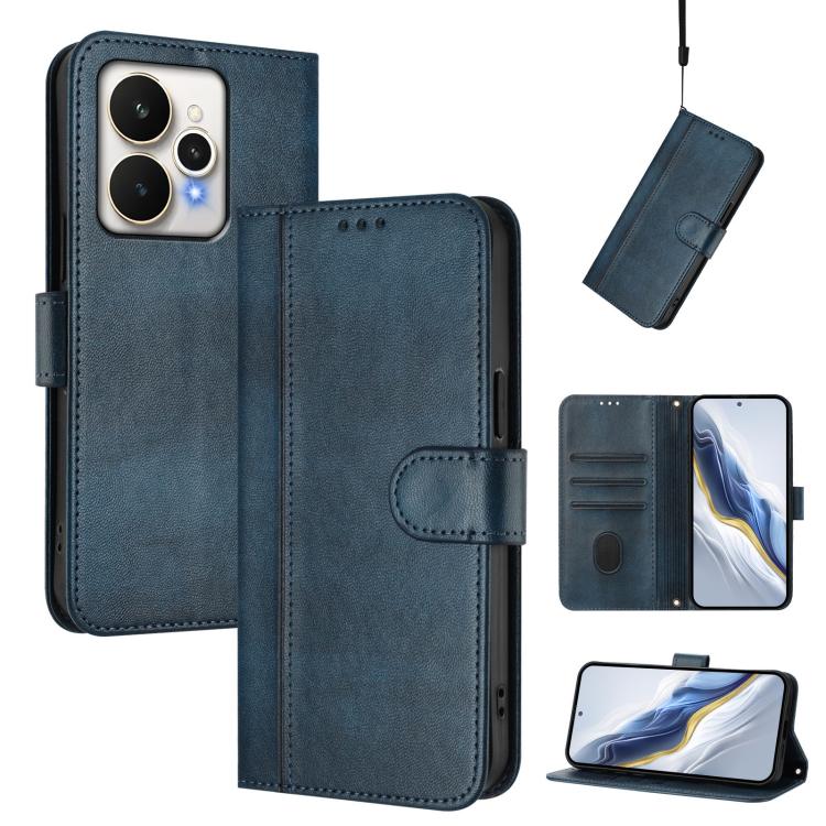 Line Splicing Buckle Retro Leather Phone Case, For Realme P4 5G, For Realme 15T 5G Global, For Realme 15 5G / 15 Pro 5G Global