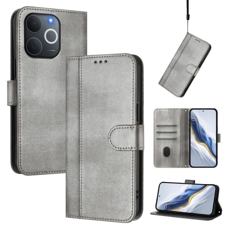 Line Splicing Buckle Retro Leather Phone Case, For Realme C71 4G India / Note 70 4G, For Realme C85 5G / 15x 5G India, For Realme P4 Pro 5G