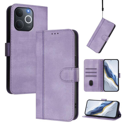 Line Splicing Buckle Retro Leather Phone Case, For Realme C71 4G India / Note 70 4G, For Realme C85 5G / 15x 5G India, For Realme P4 Pro 5G