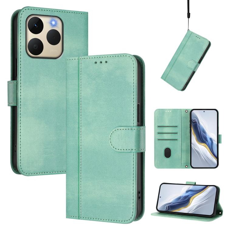 Line Splicing Buckle Retro Leather Phone Case, For Realme P4 5G, For Realme 15T 5G Global, For Realme 15 5G / 15 Pro 5G Global