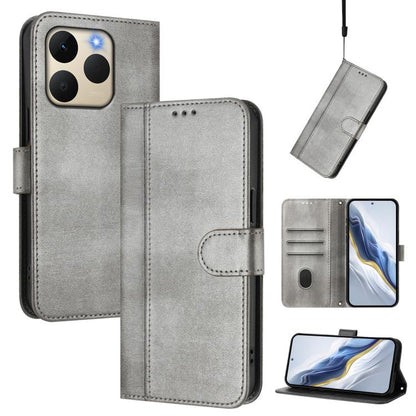 Line Splicing Buckle Retro Leather Phone Case, For Realme P4 5G, For Realme 15T 5G Global, For Realme 15 5G / 15 Pro 5G Global