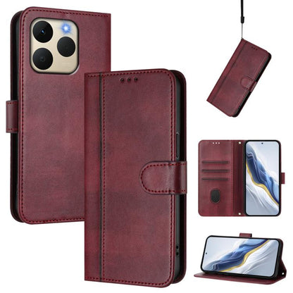 Line Splicing Buckle Retro Leather Phone Case, For Realme P4 5G, For Realme 15T 5G Global, For Realme 15 5G / 15 Pro 5G Global