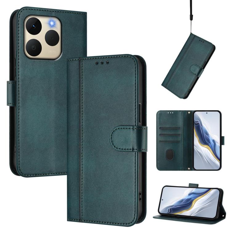 Line Splicing Buckle Retro Leather Phone Case, For Realme P4 5G, For Realme 15T 5G Global, For Realme 15 5G / 15 Pro 5G Global