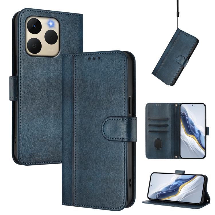 Line Splicing Buckle Retro Leather Phone Case, For Realme P4 5G, For Realme 15T 5G Global, For Realme 15 5G / 15 Pro 5G Global