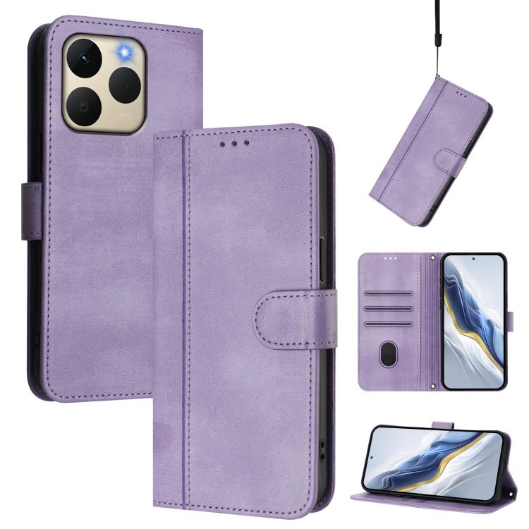Line Splicing Buckle Retro Leather Phone Case, For Realme P4 5G, For Realme 15T 5G Global, For Realme 15 5G / 15 Pro 5G Global