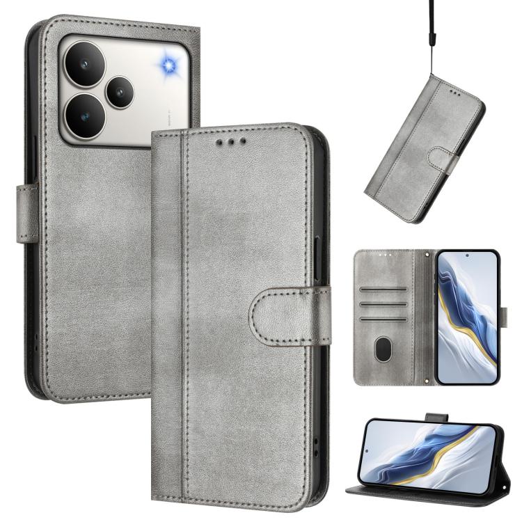 Line Splicing Buckle Retro Leather Phone Case, For Realme P4 5G, For Realme 15T 5G Global, For Realme 15 5G / 15 Pro 5G Global