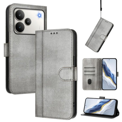 Line Splicing Buckle Retro Leather Phone Case, For Realme P4 5G, For Realme 15T 5G Global, For Realme 15 5G / 15 Pro 5G Global