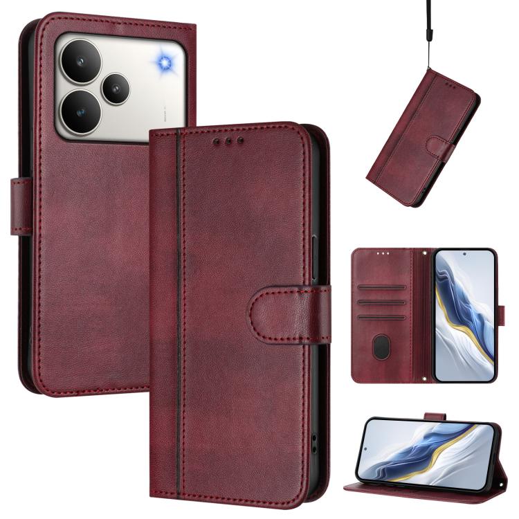 Line Splicing Buckle Retro Leather Phone Case, For Realme P4 5G, For Realme 15T 5G Global, For Realme 15 5G / 15 Pro 5G Global