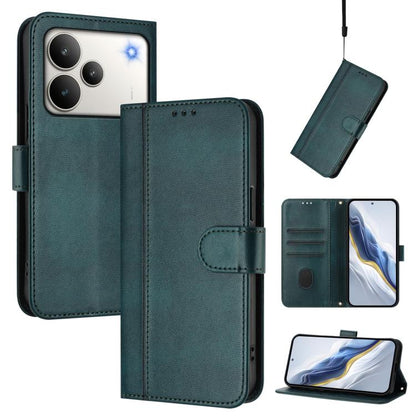 Line Splicing Buckle Retro Leather Phone Case, For Realme P4 5G, For Realme 15T 5G Global, For Realme 15 5G / 15 Pro 5G Global