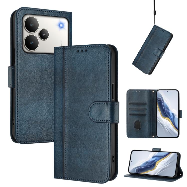 Line Splicing Buckle Retro Leather Phone Case, For Realme P4 5G, For Realme 15T 5G Global, For Realme 15 5G / 15 Pro 5G Global