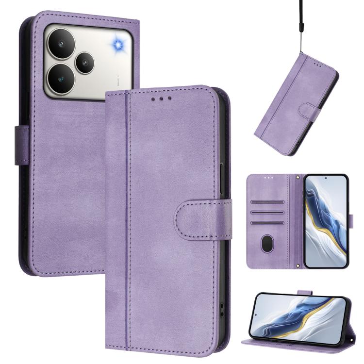 Line Splicing Buckle Retro Leather Phone Case, For Realme P4 5G, For Realme 15T 5G Global, For Realme 15 5G / 15 Pro 5G Global