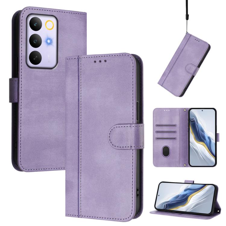 Line Splicing Buckle Retro Leather Phone Case, For Realme C71 4G India / Note 70 4G, For Realme C85 5G / 15x 5G India, For Realme P4 Pro 5G