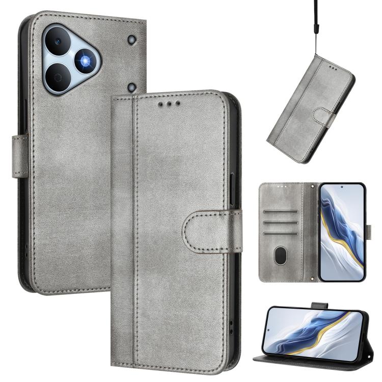 Line Splicing Buckle Retro Leather Phone Case, For Realme P4 Power 5G, For Realme Note 80 4G Global, For Realme C83 5G India