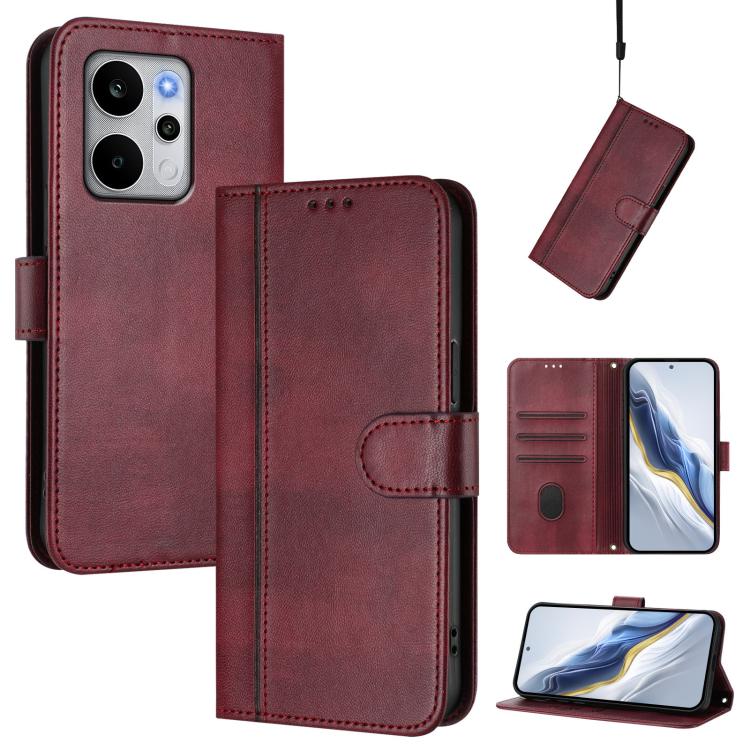 Line Splicing Buckle Retro Leather Phone Case, For Realme P4 Power 5G, For Realme Note 80 4G Global, For Realme C83 5G India
