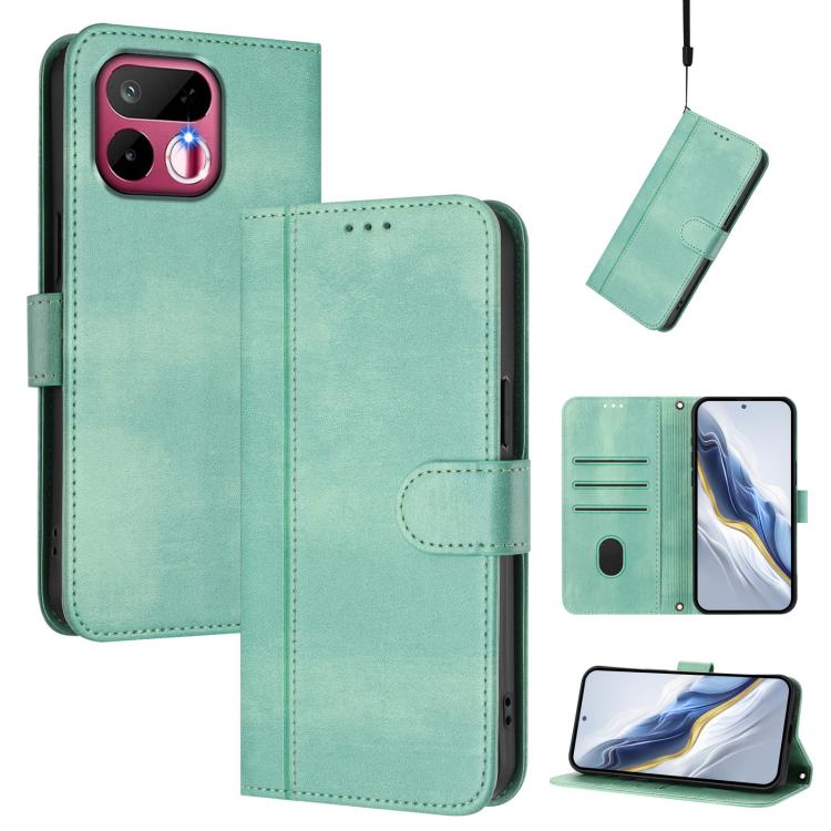 Line Splicing Buckle Retro Leather Phone Case, For Realme P4x 5G / OnePlus Nord CE6 Lite, For Realme 16T 5G Global, For Realme C100 5G