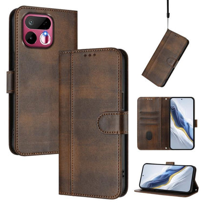Line Splicing Buckle Retro Leather Phone Case, For Realme P4x 5G / OnePlus Nord CE6 Lite, For Realme 16T 5G Global, For Realme C100 5G