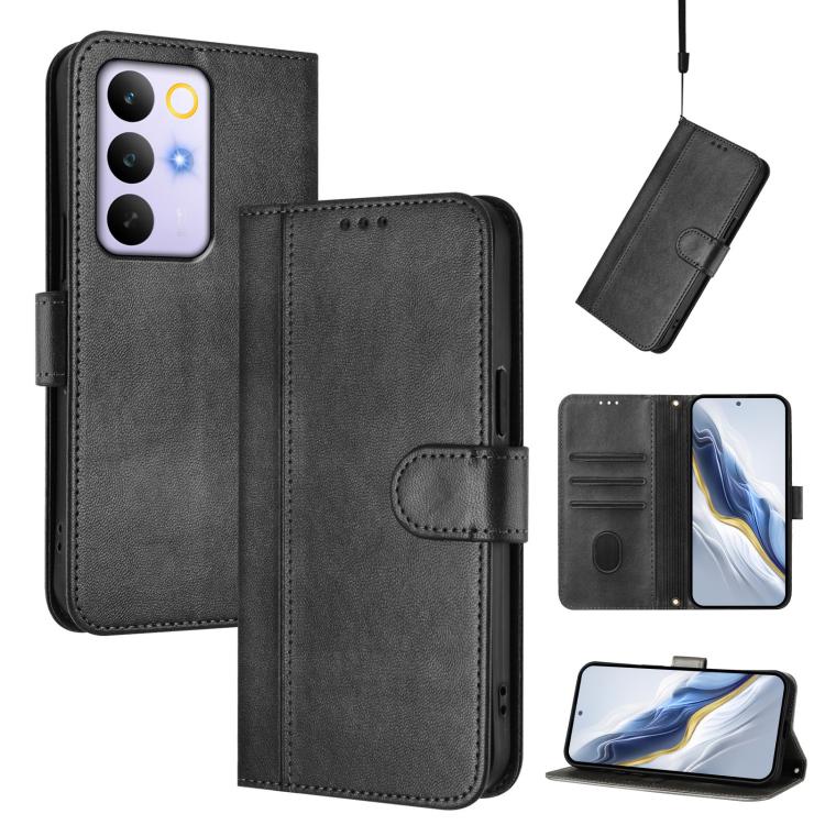 Line Splicing Buckle Retro Leather Phone Case, For Realme P4x 5G / OnePlus Nord CE6 Lite, For Realme 16T 5G Global, For Realme C100 5G
