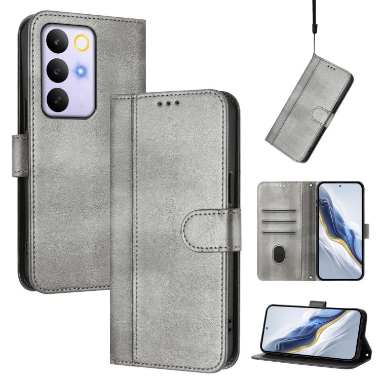 Line Splicing Buckle Retro Leather Phone Case, For Realme P4x 5G / OnePlus Nord CE6 Lite, For Realme 16T 5G Global, For Realme C100 5G