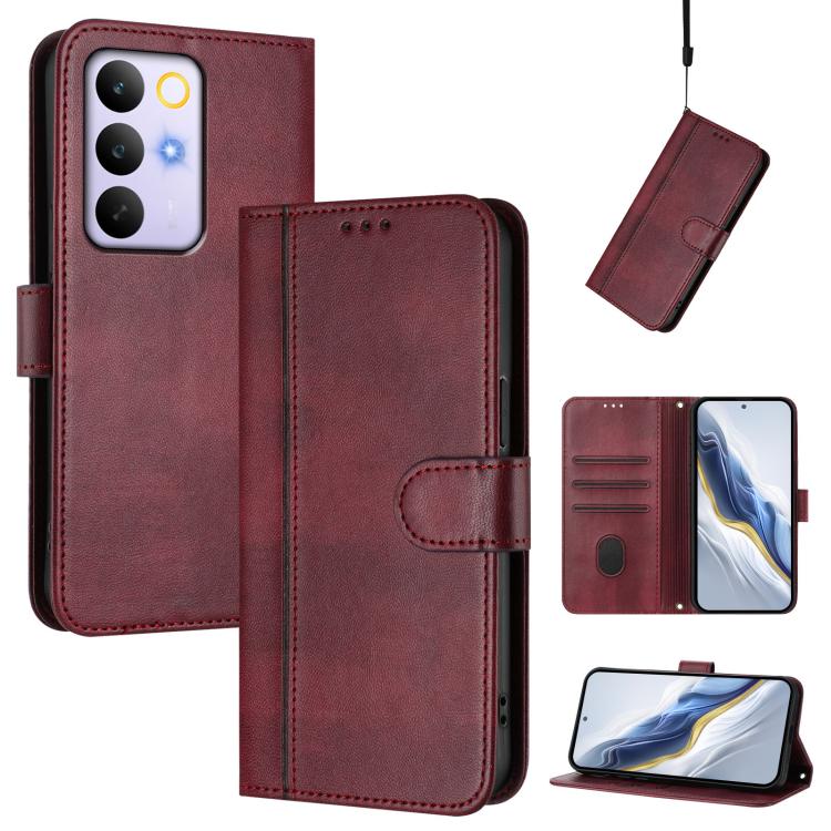 Line Splicing Buckle Retro Leather Phone Case, For Realme P4x 5G / OnePlus Nord CE6 Lite, For Realme 16T 5G Global, For Realme C100 5G
