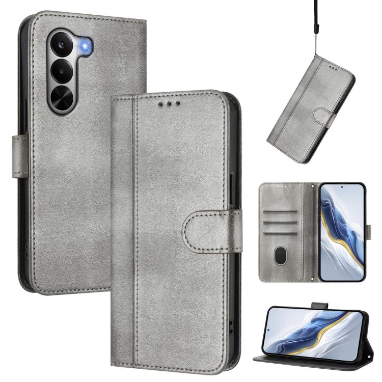 Line Splicing Buckle Retro Leather Phone Case, For Realme P4x 5G / OnePlus Nord CE6 Lite, For Realme 16T 5G Global, For Realme C100 5G