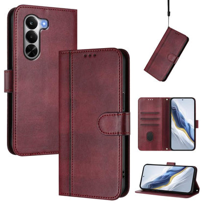 Line Splicing Buckle Retro Leather Phone Case, For Realme P4x 5G / OnePlus Nord CE6 Lite, For Realme 16T 5G Global, For Realme C100 5G