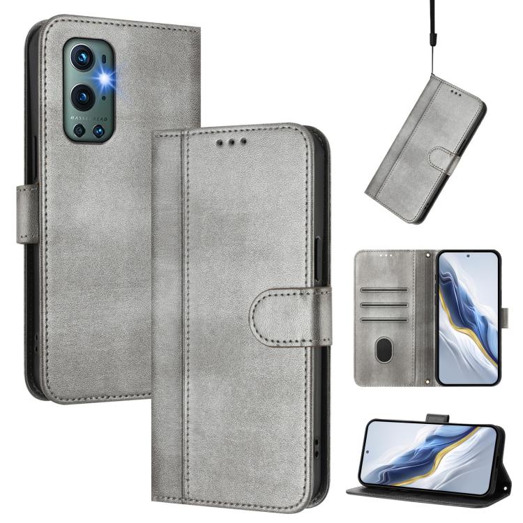 Line Splicing Buckle Retro Leather Phone Case, For OnePlus Nord CE 5G, For OnePlus Nord 2 5G, For OnePlus 9 Pro
