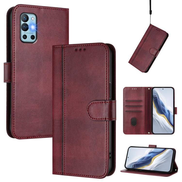 Line Splicing Buckle Retro Leather Phone Case, For OnePlus Nord N20 5G, For OnePlus Nord N200 5G, For OnePlus 9R / OnePlus 8T
